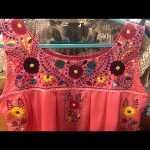 Upcycled Mexican Dress Coral xlarge
